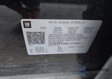 2020 Chevrolet Traverse Fwd Ls from USA, damaged, VIN 1GNERFKW6LJ278097